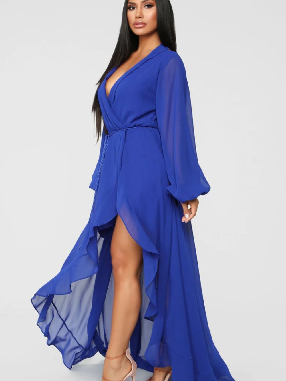NWT Fashion Nova Royal Blue High Low Maxi Dress XS - Picture 3 of 5